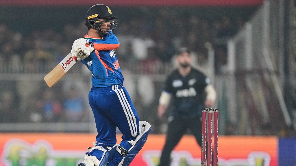 AP : Abhishek Sharma plays a shot during the third T20 match between India and New Zealand in Guwahati.