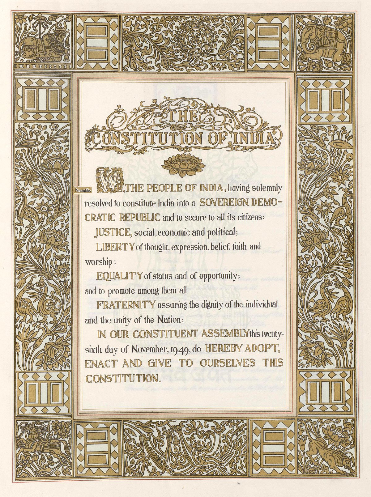 The Preamble of India - wiki commons