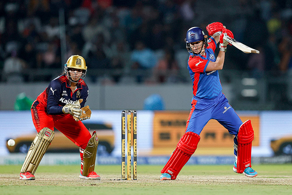 | Photo: BCCI via PTI  : Delhi Capitals' Marizanne Kapp plays a shot during the Women's Premier League (WPL) 2026 T20 cricket match between Royal Challengers Bengaluru and Delhi Capitals, at BCA Stadium, in Vadodara, Gujarat.