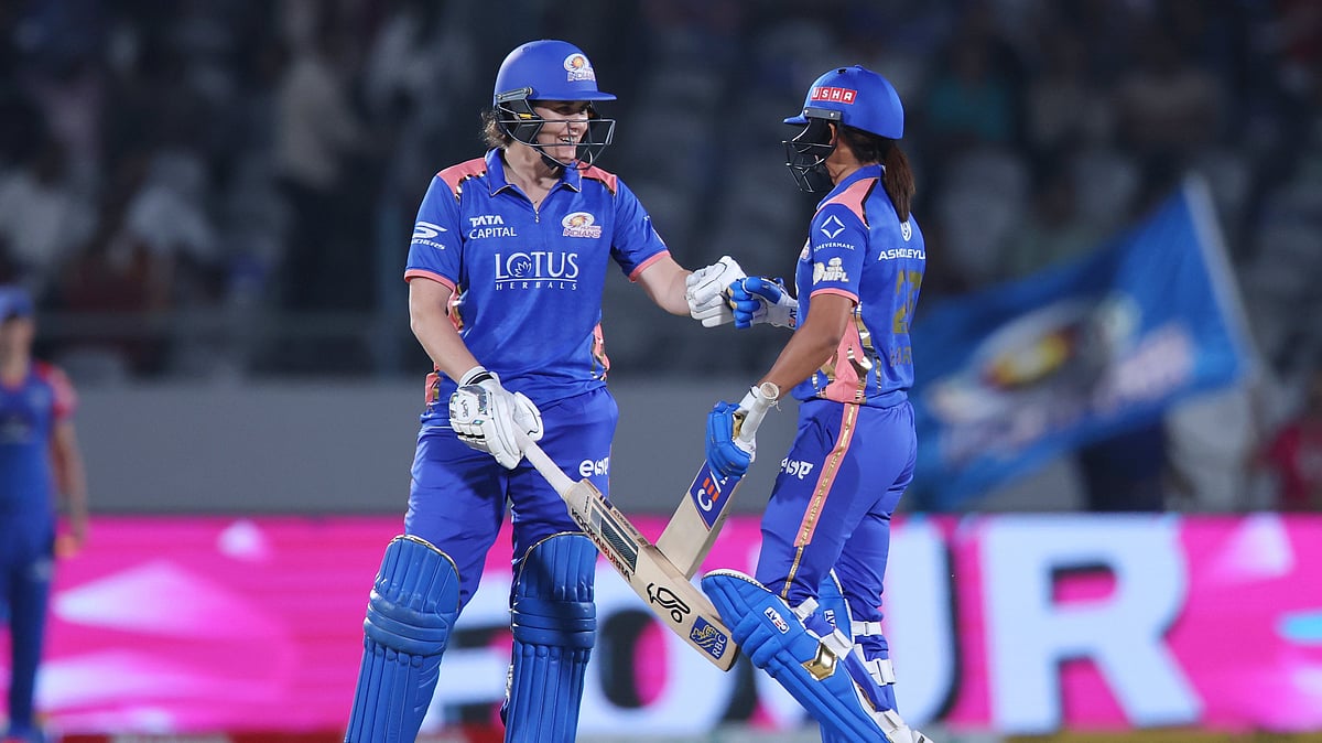 Photo: wplt20/X : Harmanpreet Kaur and Nat Sciver-Brunt in action for Mumbai Indians in WPL 2026.