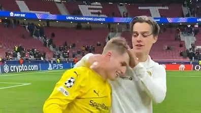Glimt/X : Bodo/Glimt players celebrating victory against Atletico Madrid in UEFA Champions League 2025-26. 