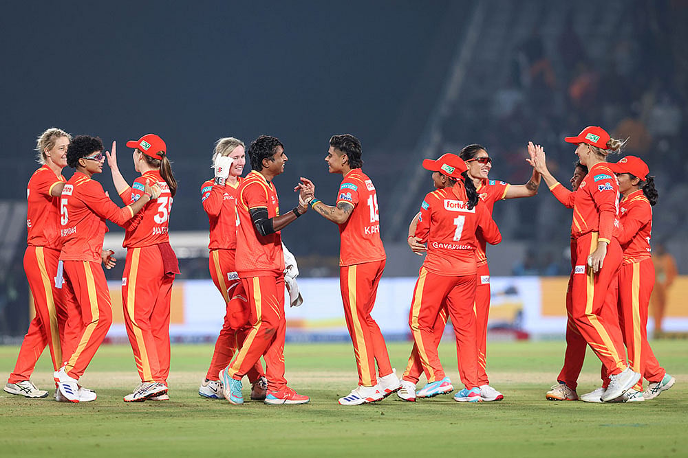 | Photo: BCCI via PTI  : Gujarat Giants' players celebrate after winning the match against Delhi Capitals during the Women’s Premier League (WPL) 2026 T20 cricket match at the BCA Stadium, in Vadodara, Gujarat.