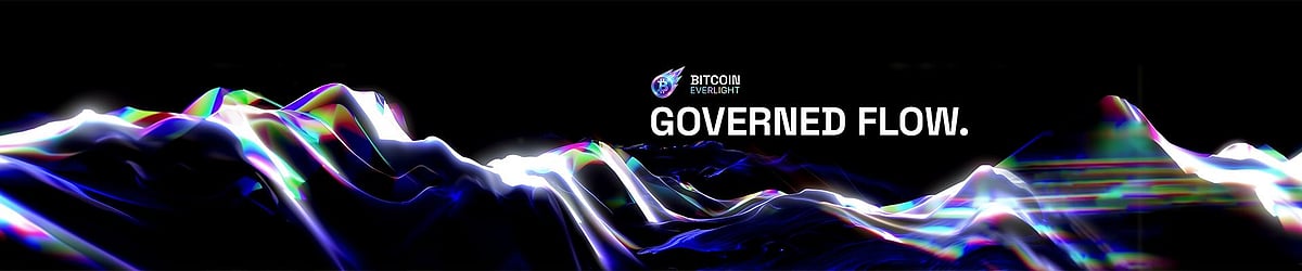 A banner with a dark background featuring blue wavy light patterns and text reading GOVERNED FLOW.