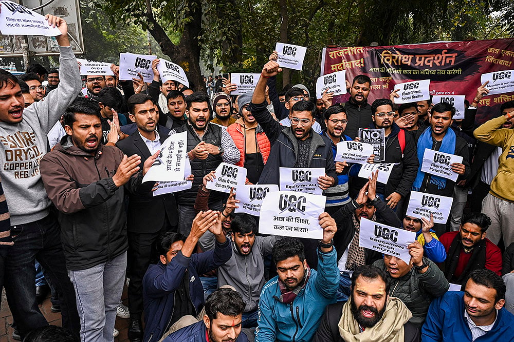 Students protest against UGC Act at Delhi University