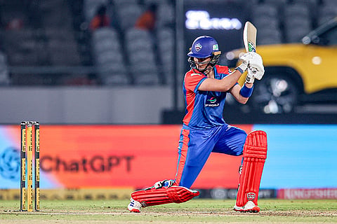 Delhi Capitals' Laura Wolvaardt plays a shot during the Women's Premier League (WPL) 2026 T20 cricket match between Gujarat Giants and Delhi Capitals, at BCA Stadium, in Vadodara, Gujarat.