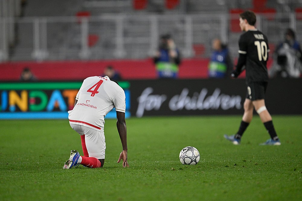 | Photo: AP/Philippe Magoni : Monaco's Jordan Teze, left, reacts after the Champions League opening phase soccer match between Monaco and Juventus in Monaco.
