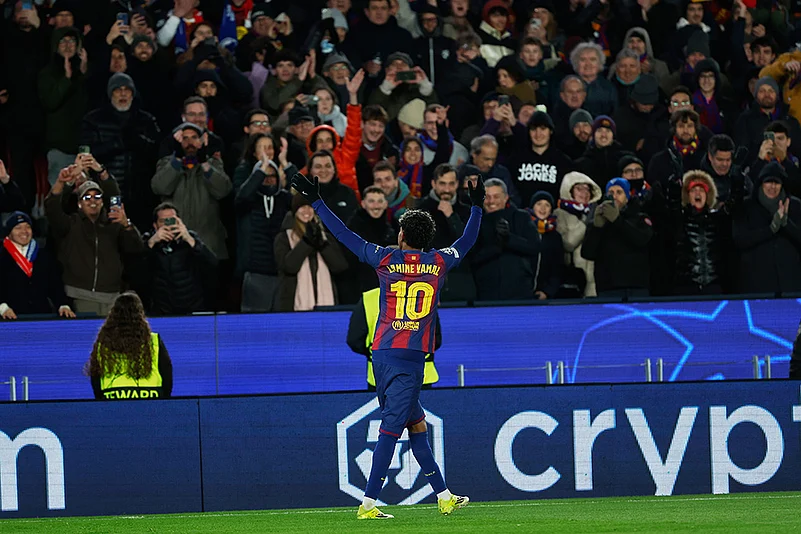 Barcelona vs Copenhagen Champions League Soccer-Lamine Yamal