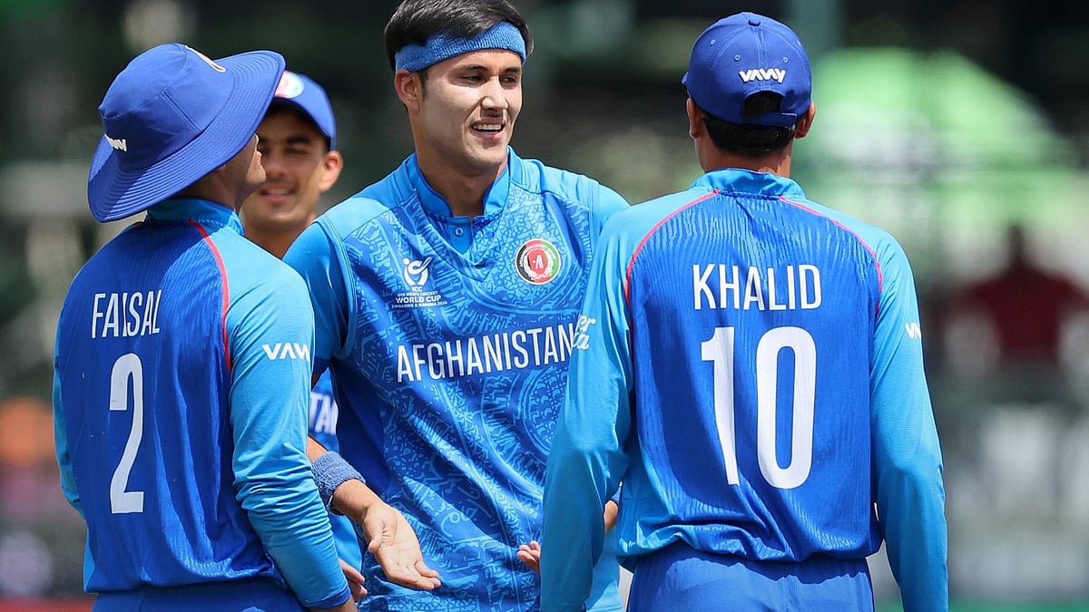 ACBofficials/X : Afghanistan U19 cricketers in action against Ireland in U19 World Cup. 