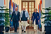 India-EU Trade Deal May Be Signed During PM Modi’s Brussels Visit In December: Report PMO via PTI : Prime Minister Narendra Modi with European Council President Antonio Costa, left, and European Commission President Ursula von der Leyen, right, during their meeting at the Hyderabad House, in New Delhi.