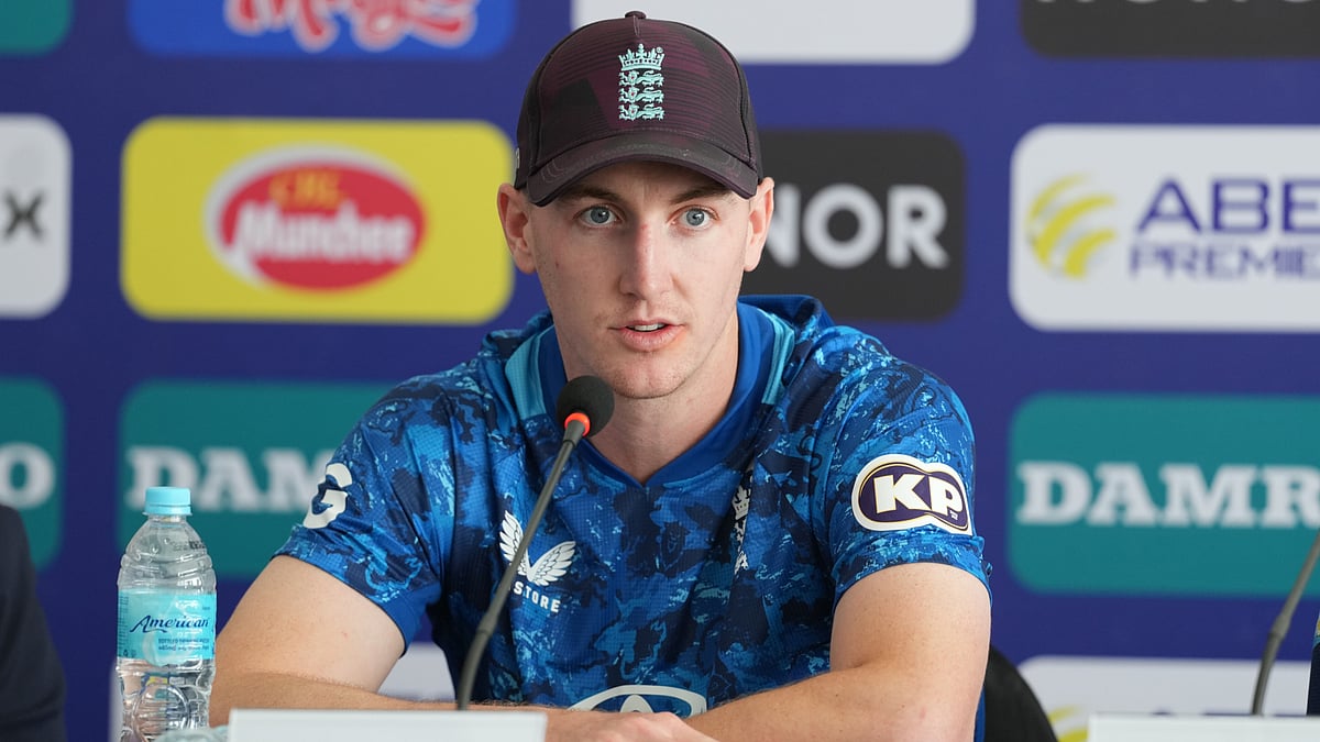 File : Harry Brook during a press conference in Sri Lanka 