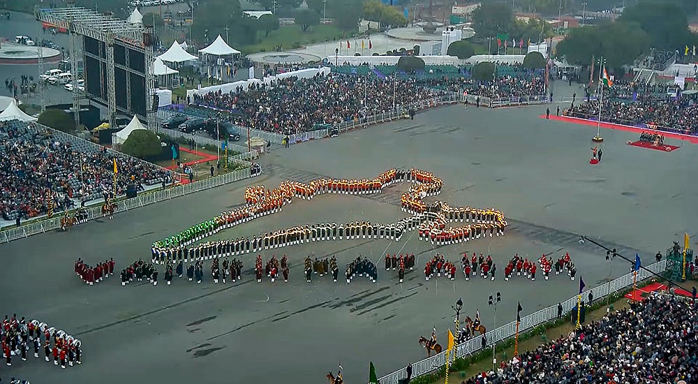 Indian map formation during the Beating Retreat ceremony,