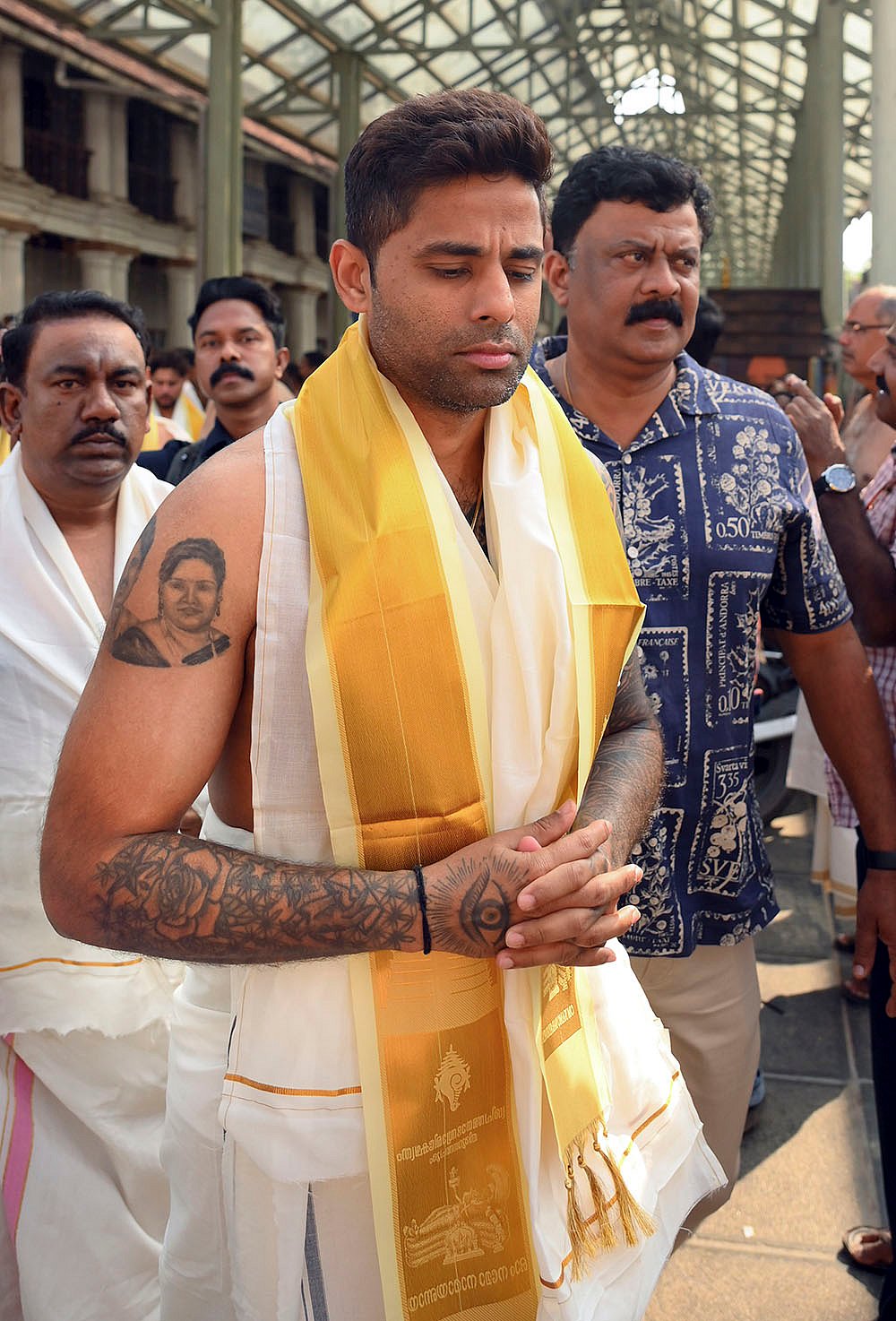 Indian cricketers at Sree Padmanabhaswamy Temple