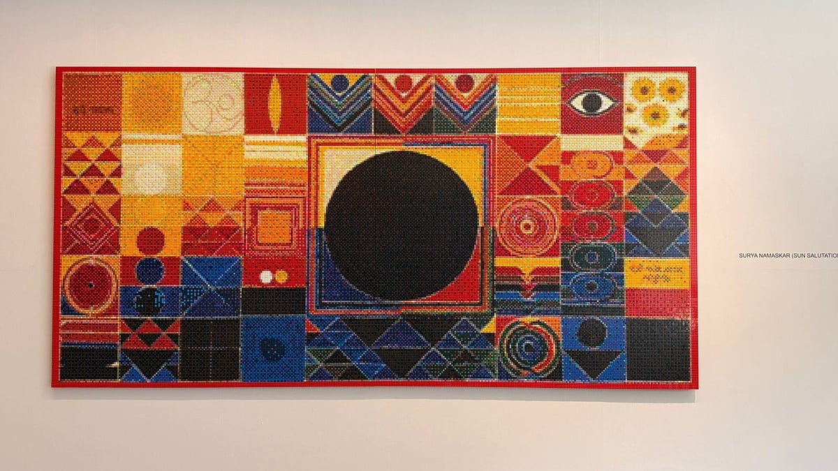 | Mrinalini Dhyani : An artwork titled 'Surya Namaskar' by Ai Weiwei displayed at his first solo exhibition in India, at the Nature Morte gallery in New Delhi. 