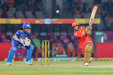 Gujarat Giants’ Anushka Sharma plays a shot during a Women's Premier League (WPL) 2026 T20 International cricket match between Gujarat Giants and Mumbai Indians, at BCA Stadium, in Vadodara, Gujarat. 