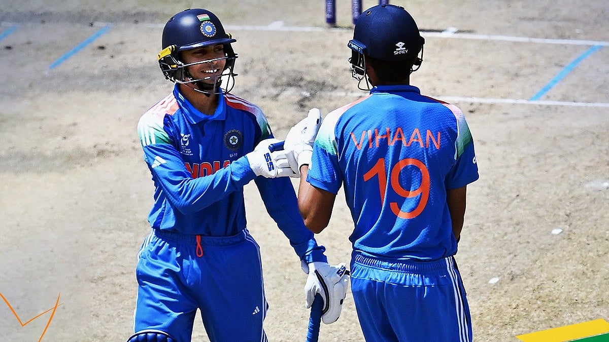 | Photo: X/BCCI : India U19's Vedant Trivedi and VIhaan Malhotra in acion during the ICC U19 World CUp match against Pakistan on February 1, 2026.