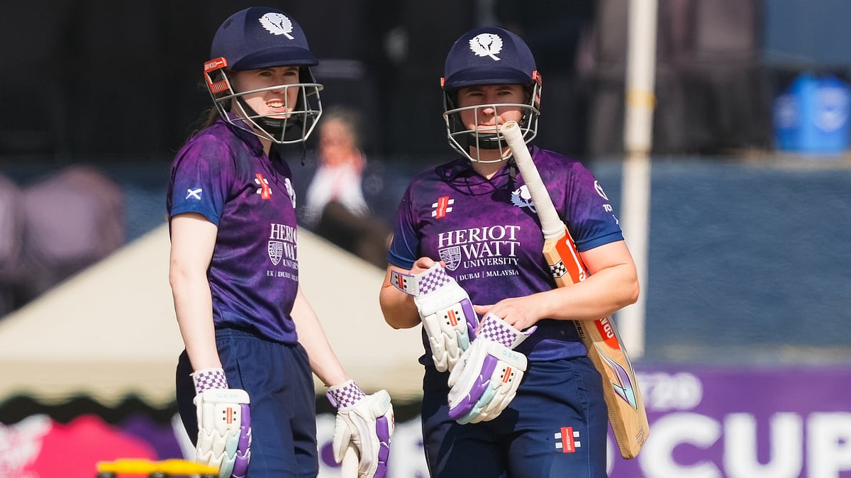 | Photo: X/CricketScotland : Scotland women's cricketers in action during the ICC Women's T20 World Cup match against Scotland on January 30, 2026.