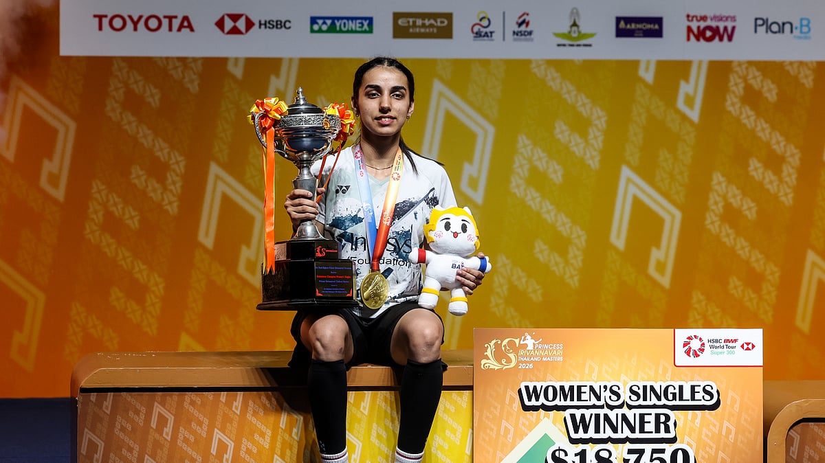 Badminton Photo : Devika Sihag poses with the BWF Thailand Masters Super 300 2026 title. 