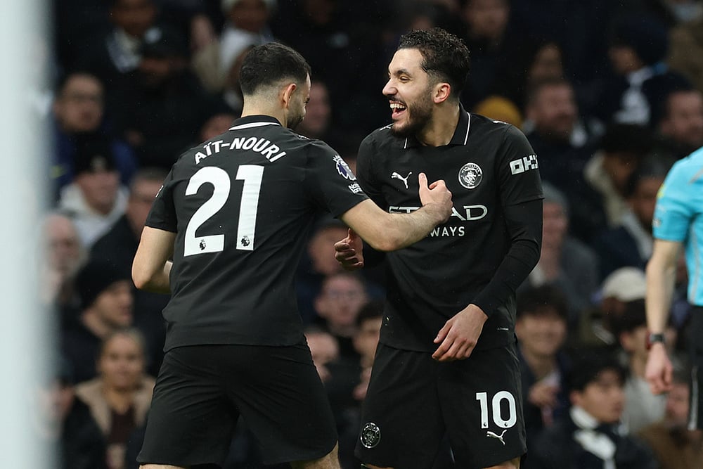 Tottenham Hotspur Vs Manchester City Premier League soccer match-Rayan Cherki