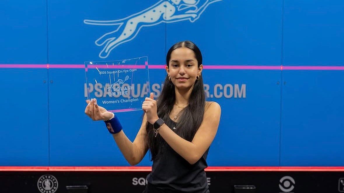 jswsports/X : Anahat Singh after winning Squash On Fire Open title.