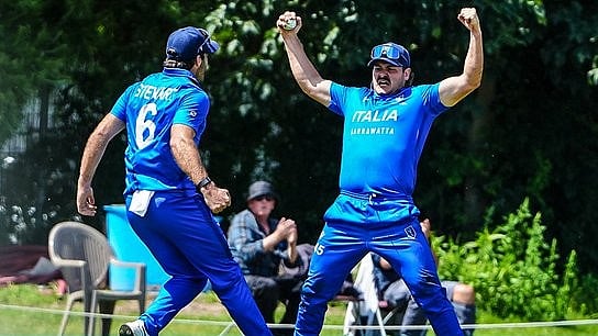 ICC/X : Italy players in action in the ICC T20 World Cup 2026 European qualifiers. 