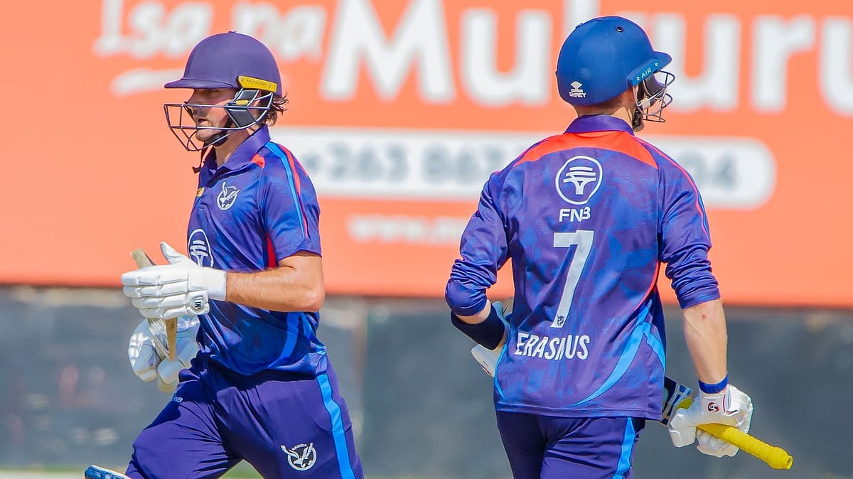 | Photo: X/CricketNamibia1 : Namibia in action against Afghanistan on October 4, 2025.