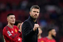 Manchester United's head coach Michael Carrick celebrates at the end of the English Premier League soccer match between Manchester United and Fulham in Manchester, England. - | Photo: AP/Dave Thompson