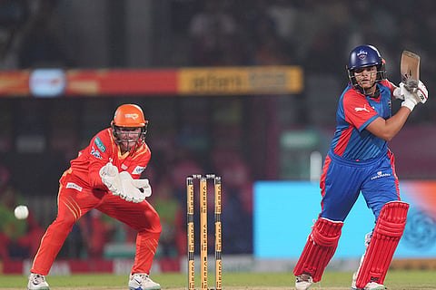 Delhi Capitals' Shafali Verma plays a shot during the Women's Premier League (WPL) 2026 eliminator T20 cricket match between Gujarat Giants and Delhi Capitals, in Vadodara, Gujarat.