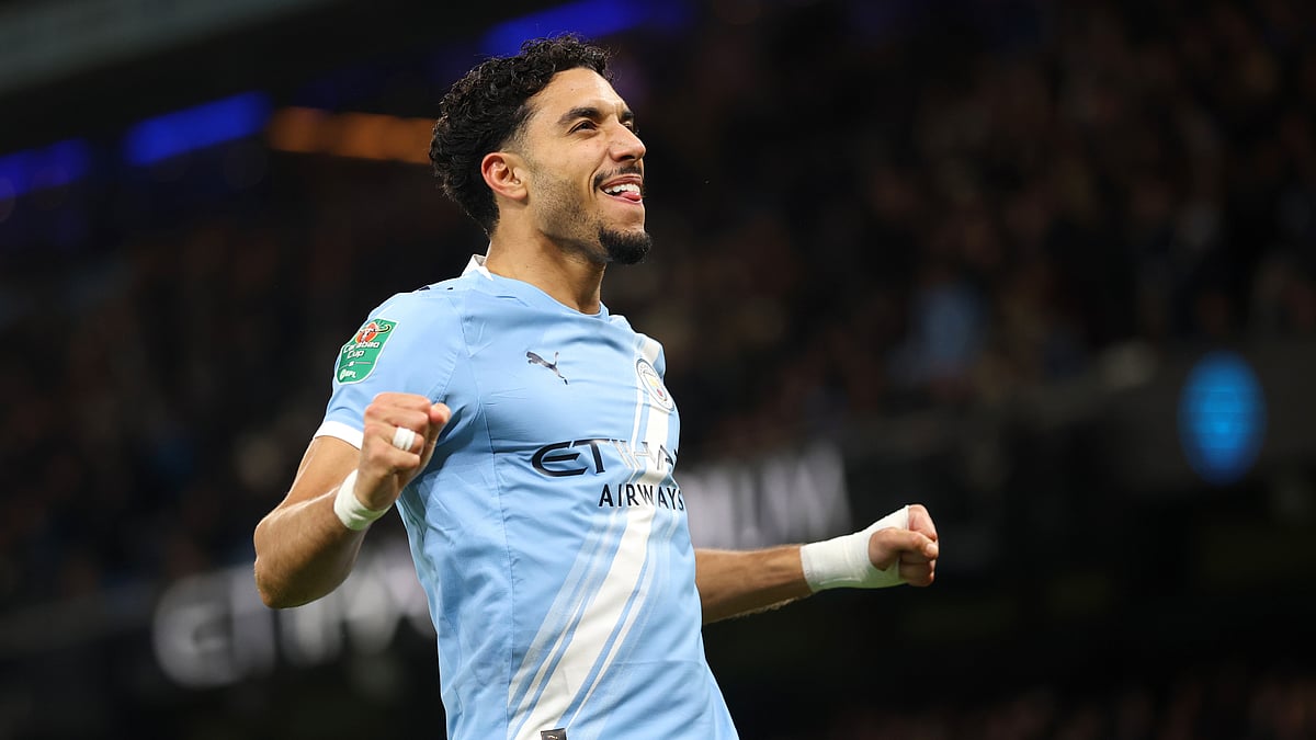 Omar Marmoush celebrates after scoring against Newcastle United