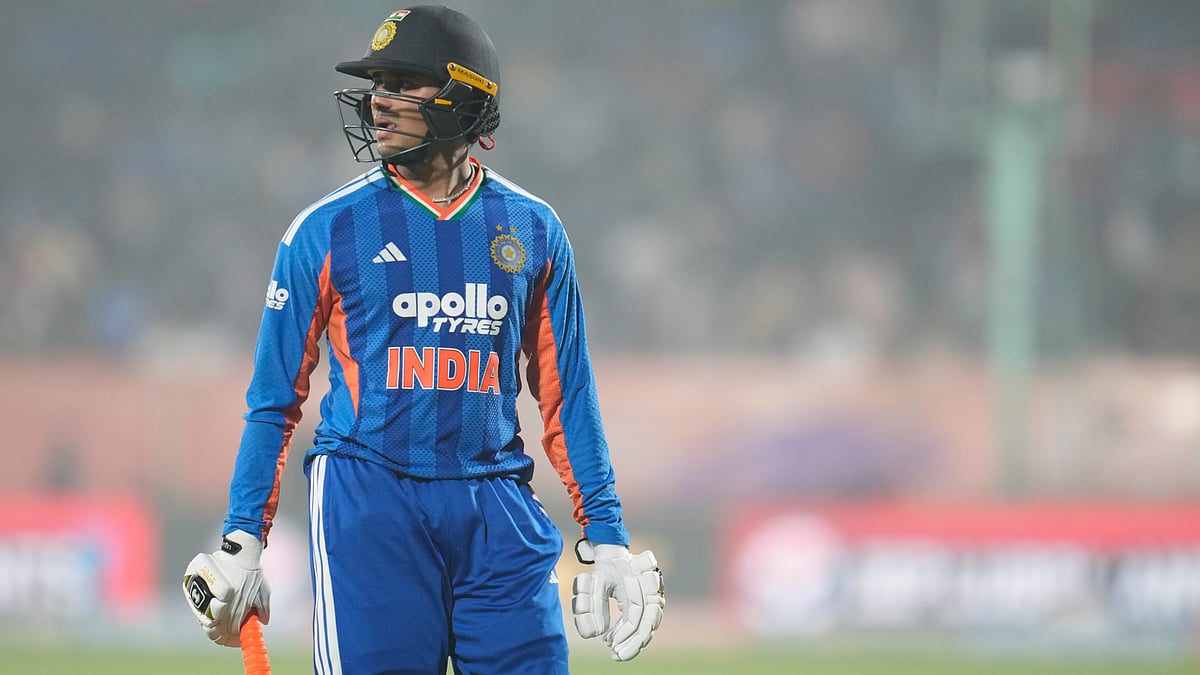 | Photo: AP/Aijaz Rahi : India's Abhishek Sharma walks off the field after losing his wicket during the fourth T20 cricket match between India and New Zealand in Visakhapatnam, India, Wednesday, Jan. 28, 2026.