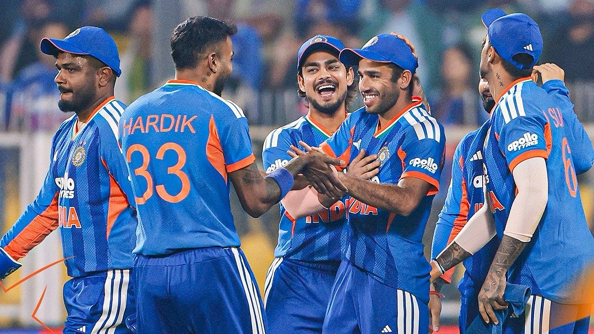BCCI/X : Team India cricketers celebrating during T20I series against New Zealand. 