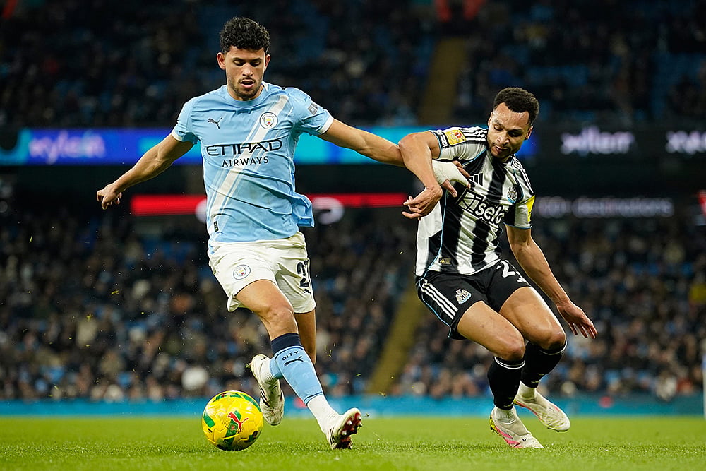 Manchester City Vs Newcastle United EFL Cup 2025-26 soccer-Matheus Nunes