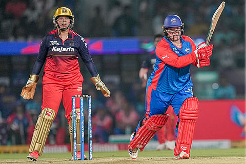 Delhi Capitals' Lizelle Lee plays a shot during the Women's Premier League (WPL) 2026 final T20 cricket match between Delhi Capitals and Royal Challengers Bengaluru, at Baroda Cricket Association Stadium, Kotambi in Vadodara, Gujarat.