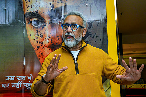 Film director Anubhav Sinha addresses the media during promotions for his upcoming film 'Assi', at JD Hi Street Mall, in Ranchi.