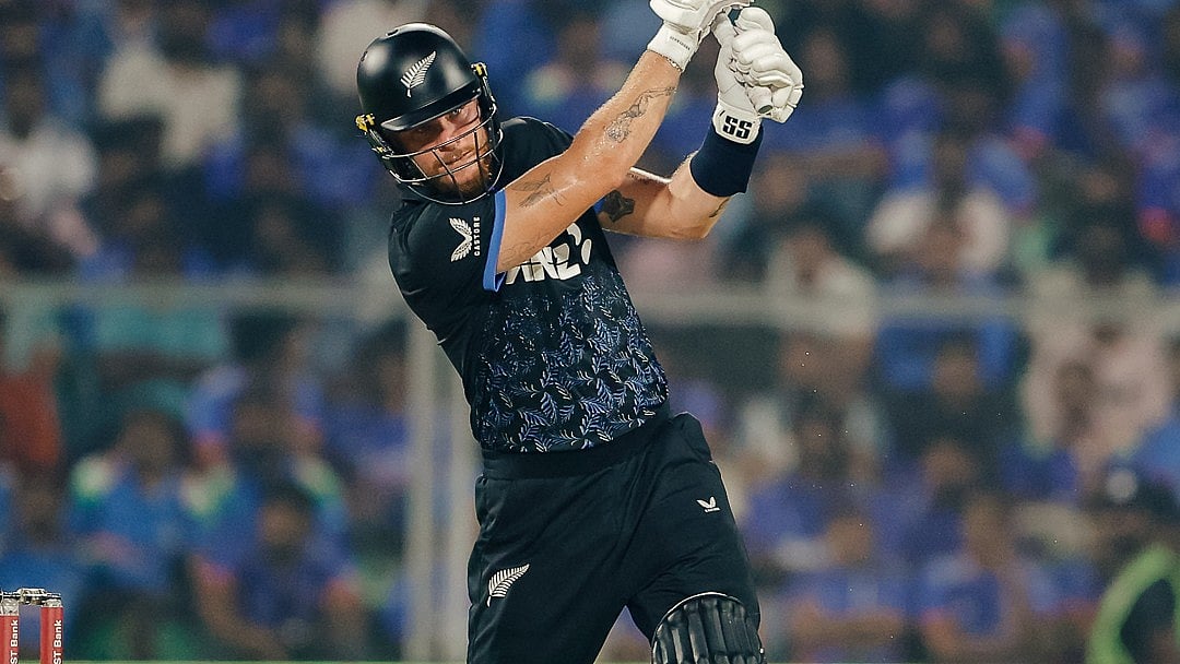 BLACKCAPS/X : New Zealand cricketer Finn Allen in action against India in the 5th T20I 2026. 