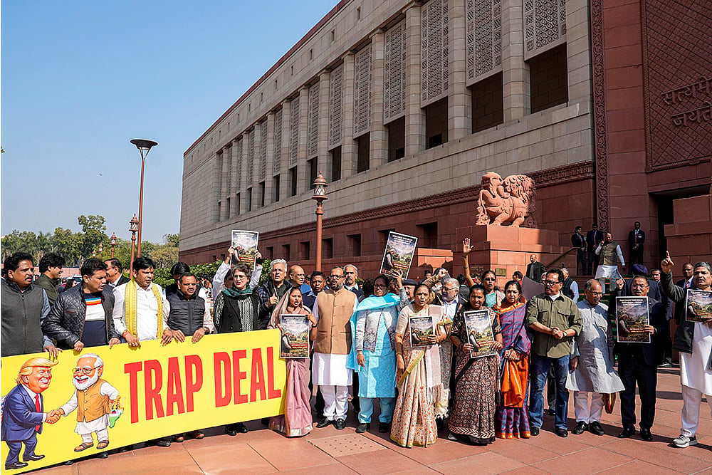 Budget Session of Parliament Opposition MPs stage a protest
