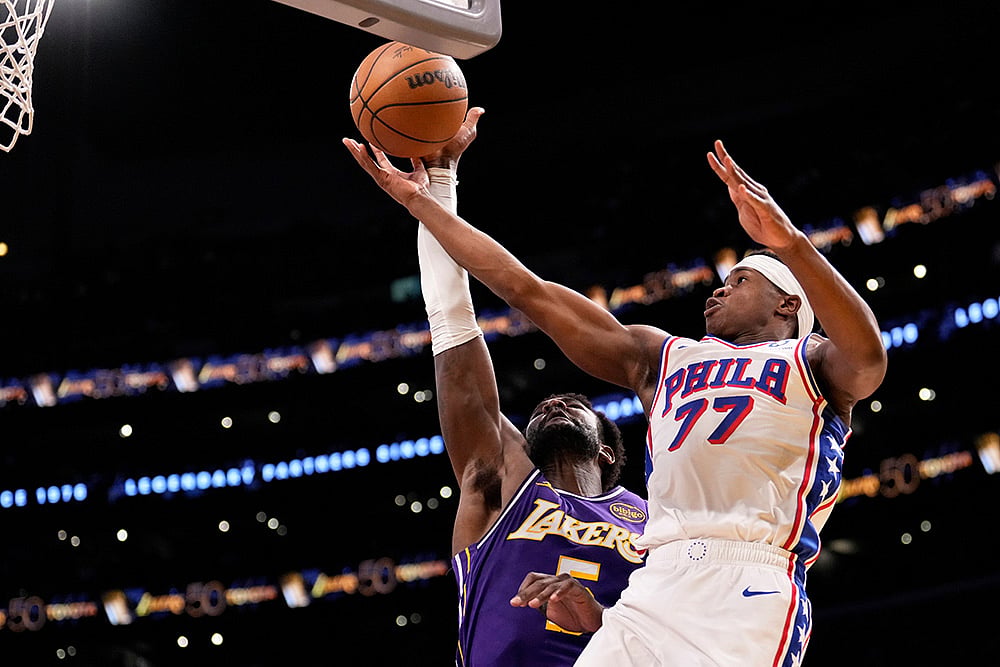 LA Lakers vs Philadelphia 76ers NBA basketball game-Vj Edgecombe