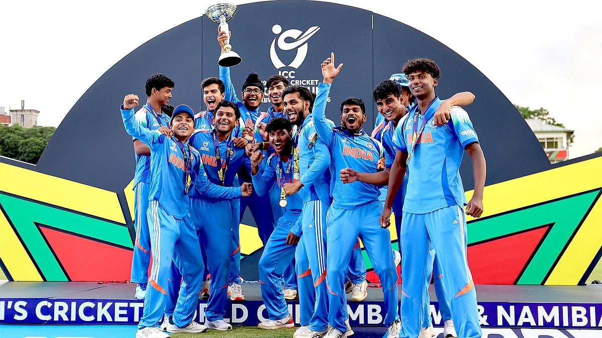 ICC : India U19 team celebrate the trophy