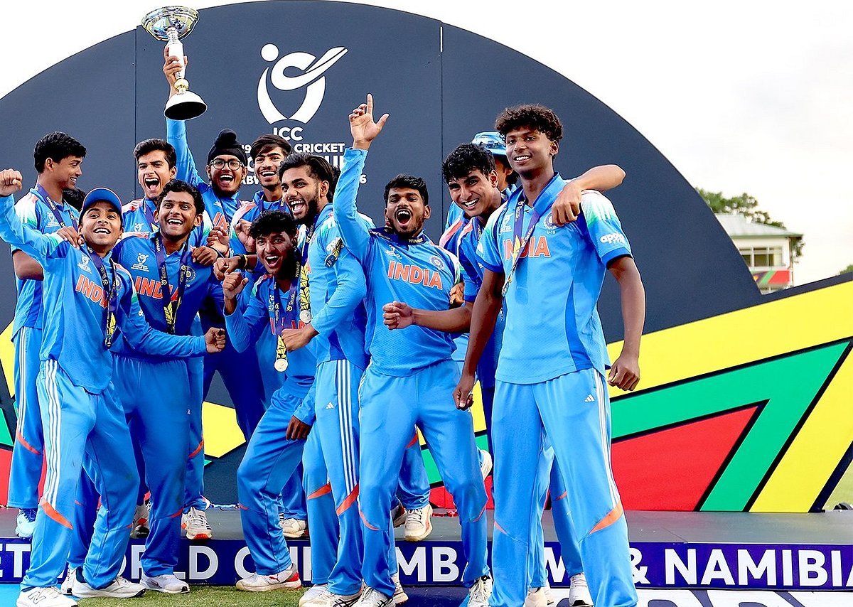 ICC : India U19 team celebrate the trophy