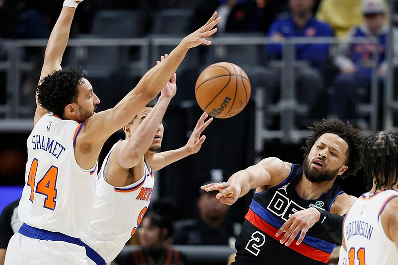 Detroit Pistons vs New York Knicks NBA basketball game-Cade Cunningham
