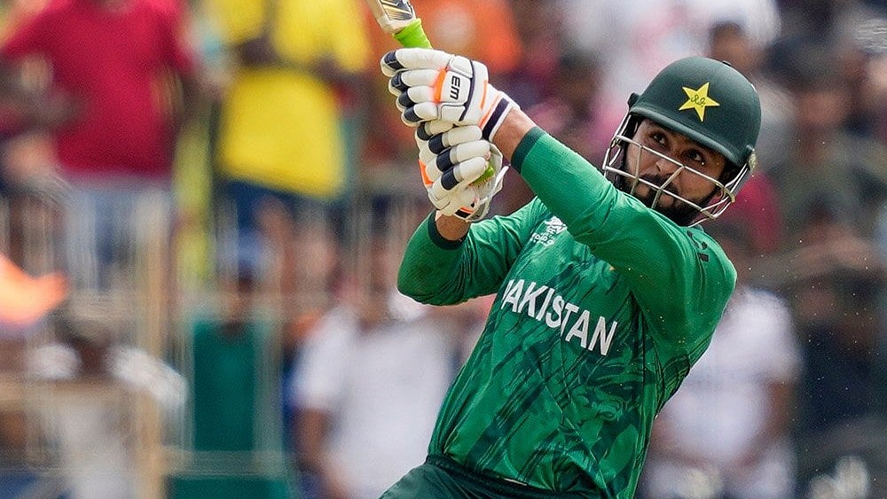 | Photo: AP/Eranga Jayawardena : Pakistan's Faheem Ashraf plays a shot during the T20 World Cup cricket match between Netherlands and Pakistan in Colombo, Sri Lanka.