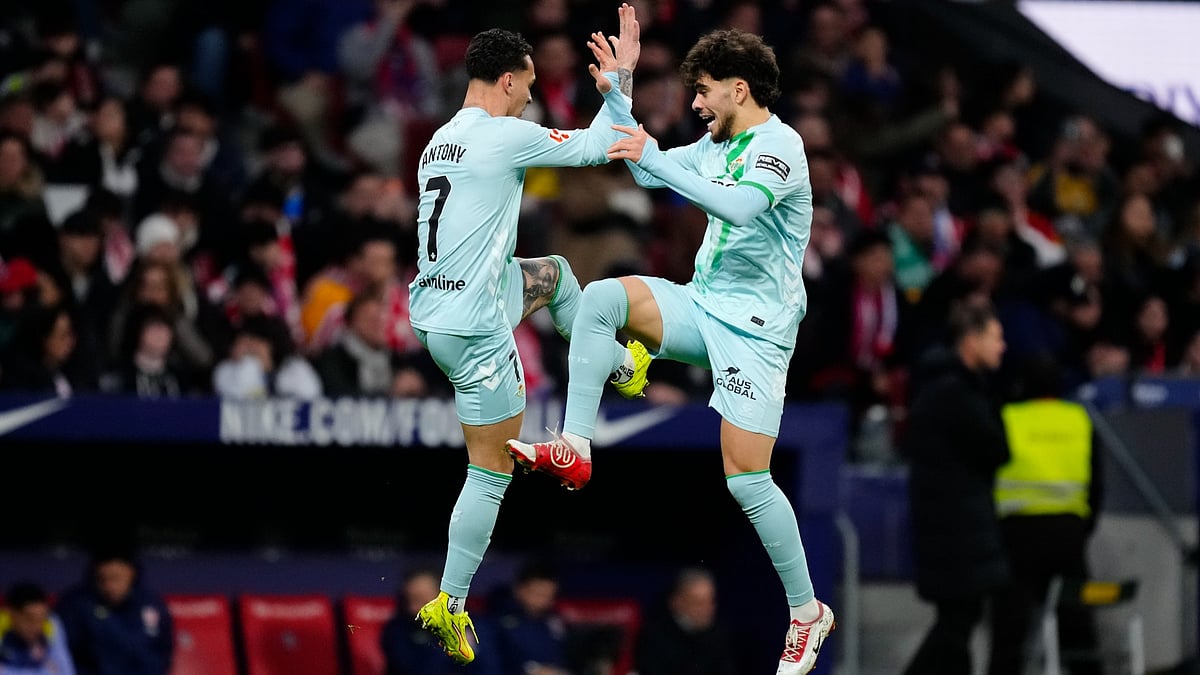 Antony celebrates scoring for Real Betis.