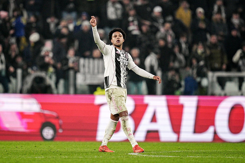 | Photo: Marco Alpozzi/LaPresse via AP : Juventus' Weston McKennie celebrates after scoring a goal for his team during the Serie A soccer match between Juventus and Lazio, in Turin, Italy.