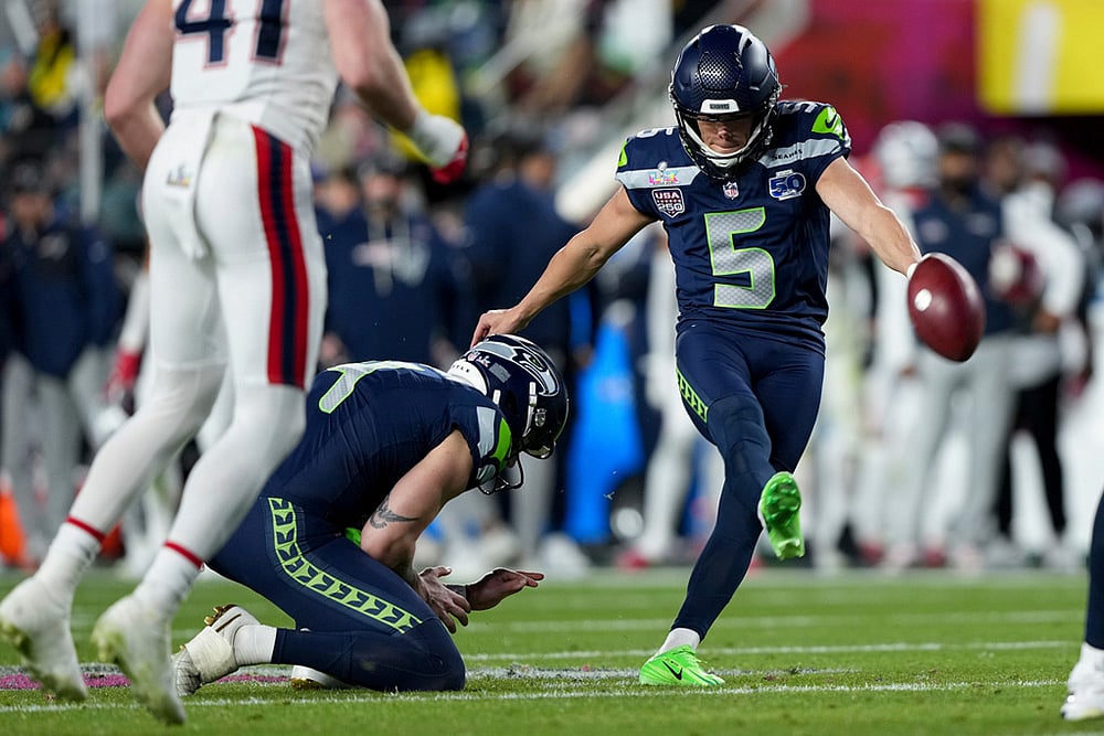 Patriots vs Seahawks NFL Super Bowl 60 football game-Jason Myers