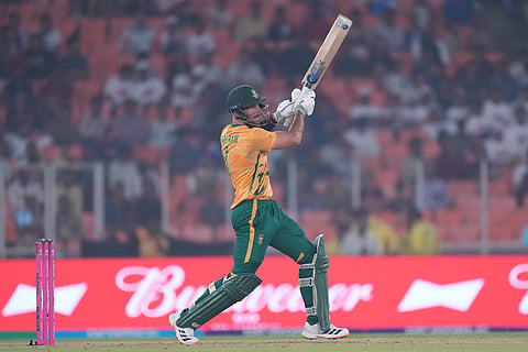 South Africa's captain Aiden Markram plays a shot during the T20 World Cup cricket match between Canada and South Africa in Ahmedabad.