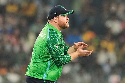 Ireland's captain Paul Stirling during the T20 World Cup cricket match between Sri Lanka and Ireland in Colombo, Sri Lanka.