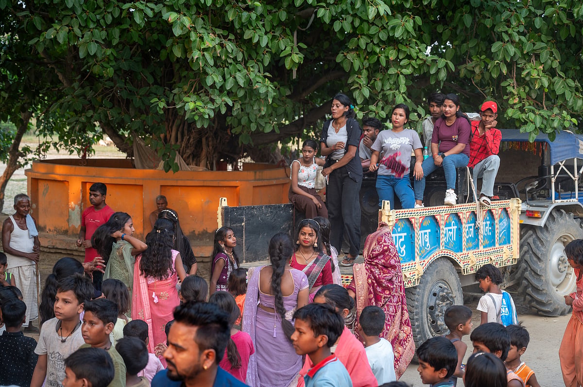 Shuttstock; Representative image : Female orchestra dancers performing at a village wedding in Bihar