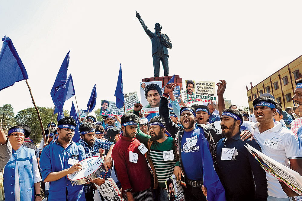 Photo: Tribhuvan Tiwari : A Call for Action: Students march to demand justice for Rohith Vemula at Jantar Mantar in New Delhi on February 23, 2016