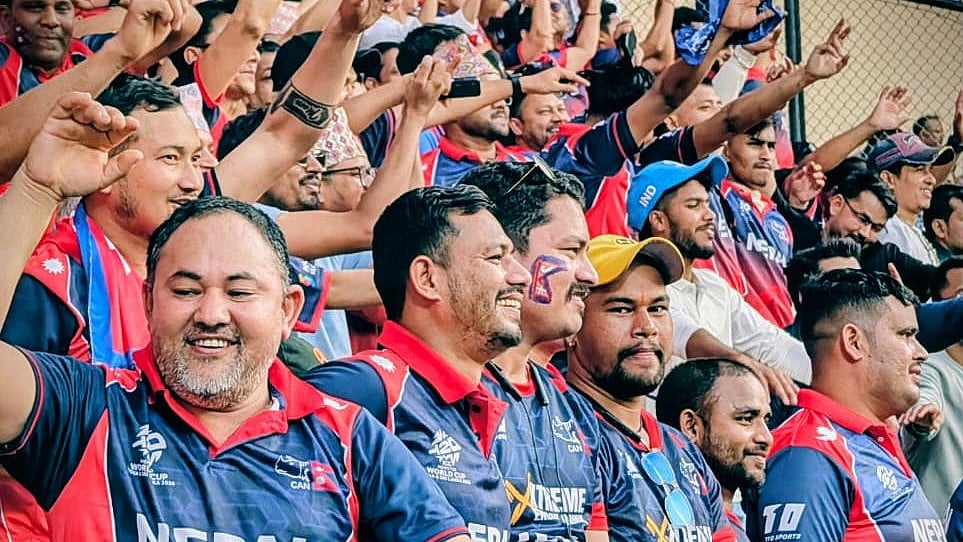 ICC/X : Nepal fans filled up the stands of Wankhede Stadium during ICC T20 World Cup 2026 match against England. 