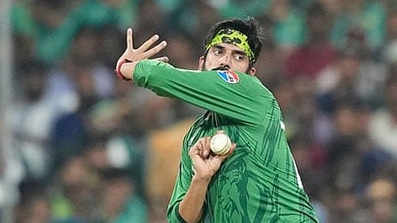 Photo: AP/Eranga Jayawardena : Pakistan's Usman Tariq is under scrutiny for his controversial action and run-up ahead of the marquee clash against India at Colombo.