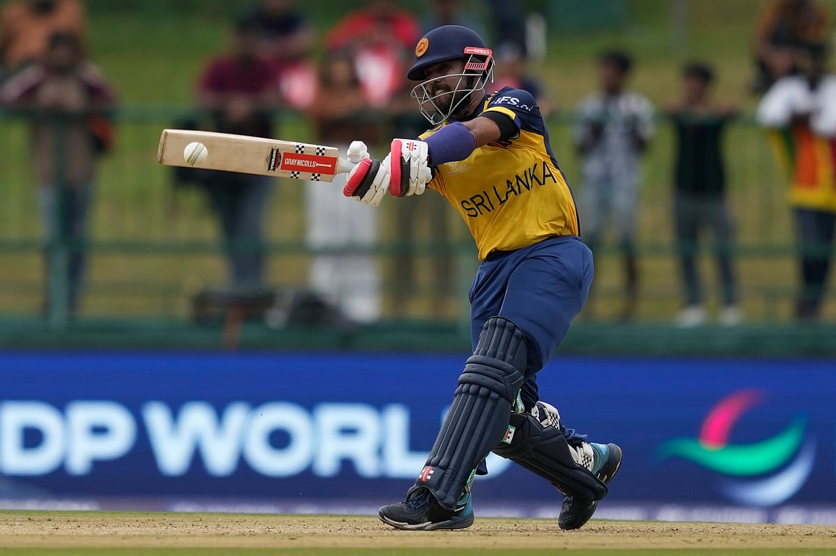 | Photo: AP/Eranga Jayawardena : Sri Lanka's Kusal Mendis plays a shot during the T20 World Cup cricket match between Oman and Sri Lanka in Pallekele, Sri Lanka, Thursday, Feb. 12, 2026. 